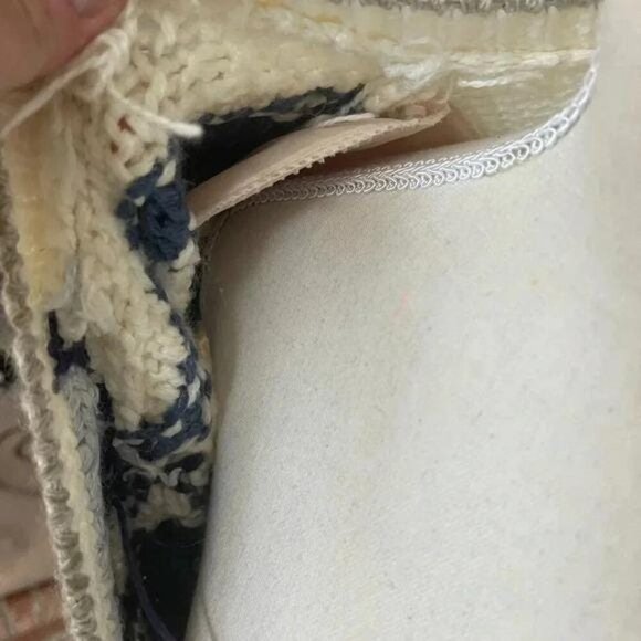 1980s Vintage Cottagecore Floral Knit Cardigan – White & Blue Diamond Pattern - Picture 9 of 12